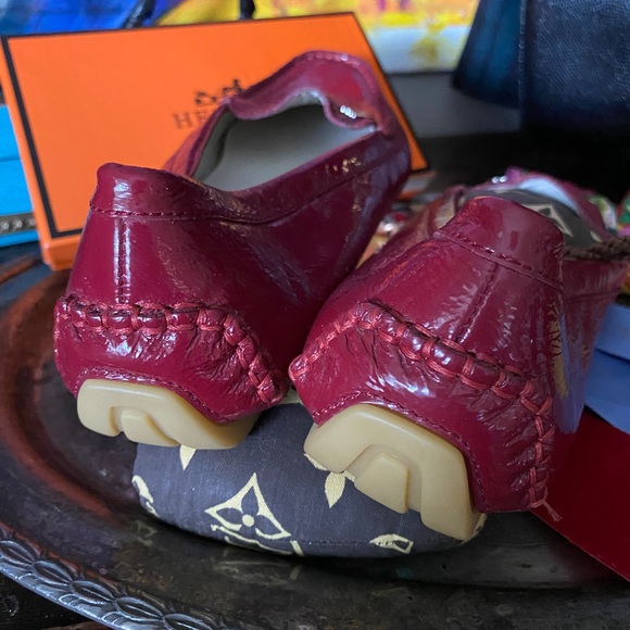 Rare Vintage GUCCI Ladies Drivers Loafers Shoes Red Patent Leather Designer GG - Picture 4 of 13